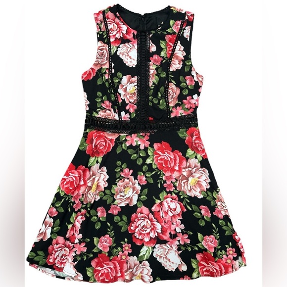 Disney princesss Floral Black red pink and green Dress - Picture 2 of 4